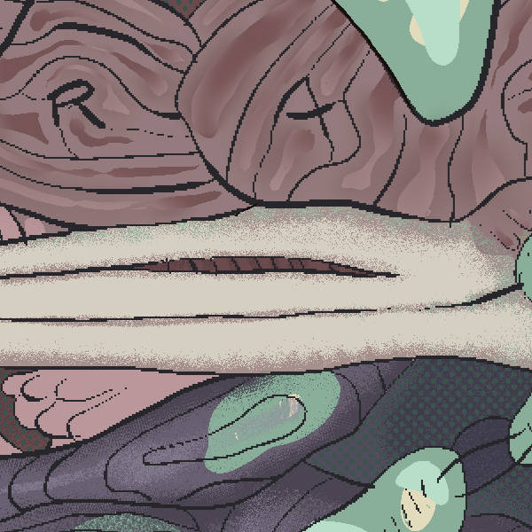 a detail shot zoomed into the undulating muted mass of layers