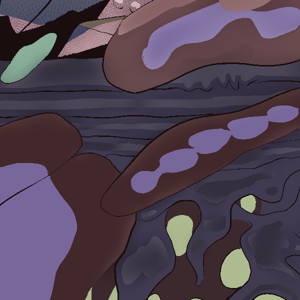 enlarged section of the undulating masses